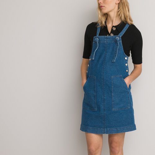Robe salopette de grossesse en denim bleu stone La Redoute Collections La Redoute