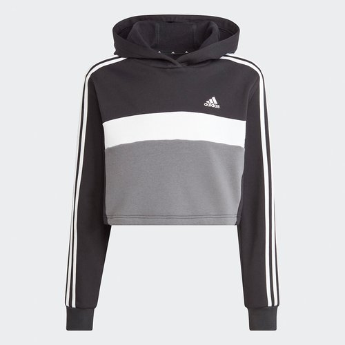 Cotton cropped hoodie leggings outfit black grey white Adidas Sportswear La Redoute