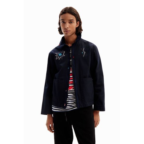 Veste avec des details brodes. bleu Desigual La Redoute