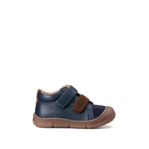 Chaussures souples en cuir a scratchs premiers pas La Redoute Collections marine camel La Redoute