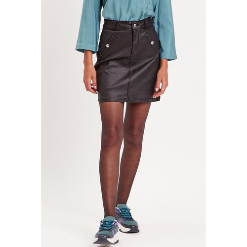 Jupe droite enduite denim noir enduit Cache Cache La Redoute