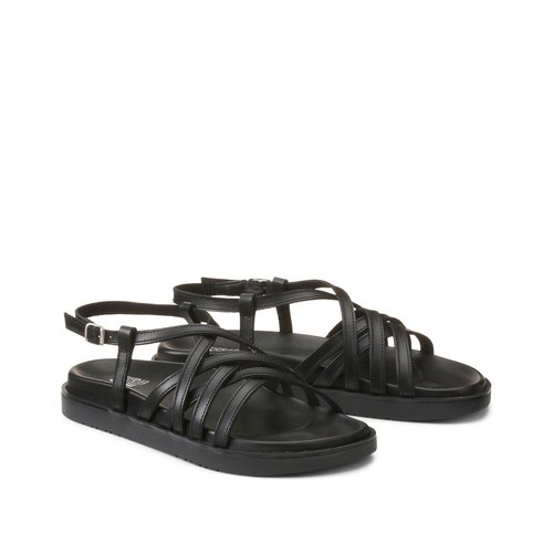 Sandales compensees en cuir La Redoute Collections noir La Redoute
