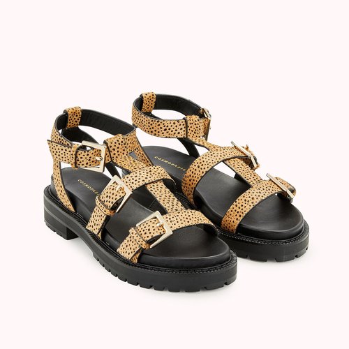 Pony hijoux leather sandals leopard print Cosmoparis La Redoute