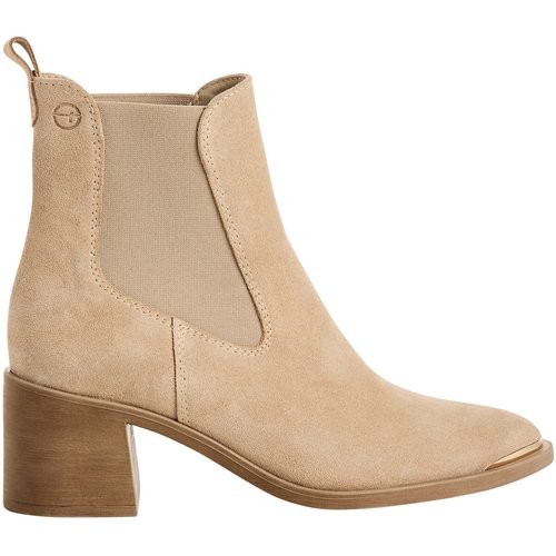 Leather heeled chelsea boots, beige, Tamaris | La Redoute