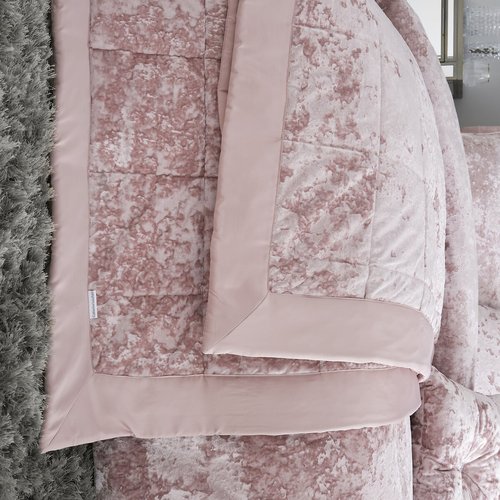 Crushed velvet bedspread 220x220cm blush pink Catherine Lansfield La Redoute