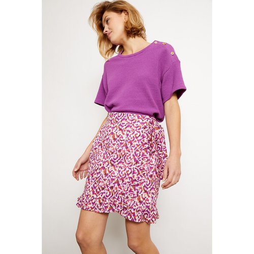 Jupe portefeuille imprimee courte pigee imprime violet Ekyog La Redoute