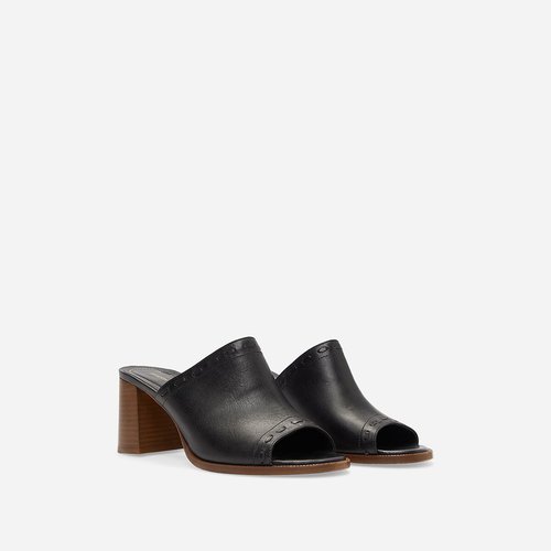 Leather block heel mules black Vanessa Bruno La Redoute