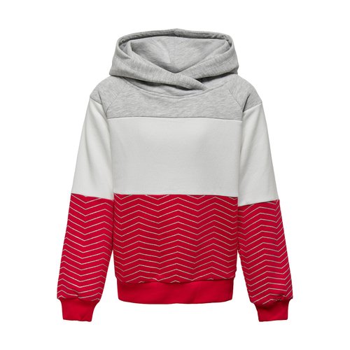 Tricolour cotton hoodie grey red white Kids Only La Redoute