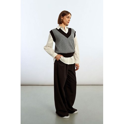 Pull en maille sans manches noir blanc Lili Sidonio La Redoute