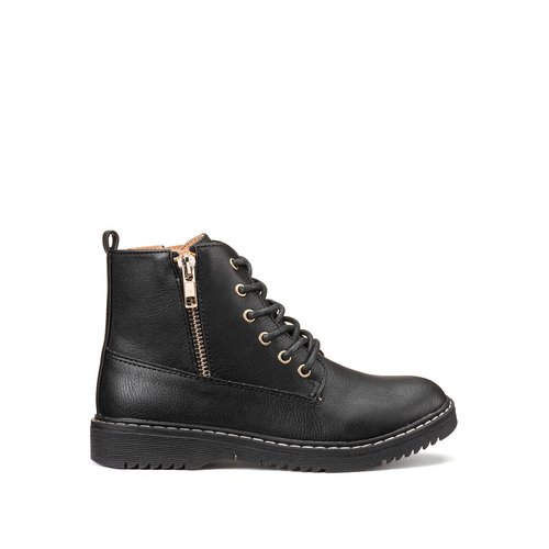 Bottines zippees et a lacets noir La Redoute Collections La Redoute