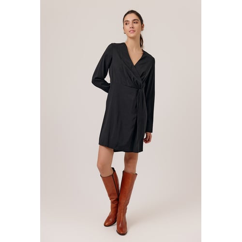 Robe yessica robe portefeuille manches longues taille nouée