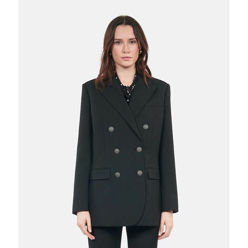 Wool mix buttoned blazer black The Kooples La Redoute