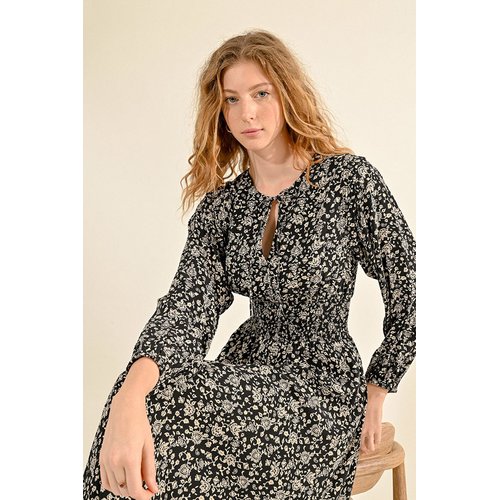 Robe longue en viscose imprime noir Molly Bracken La Redoute
