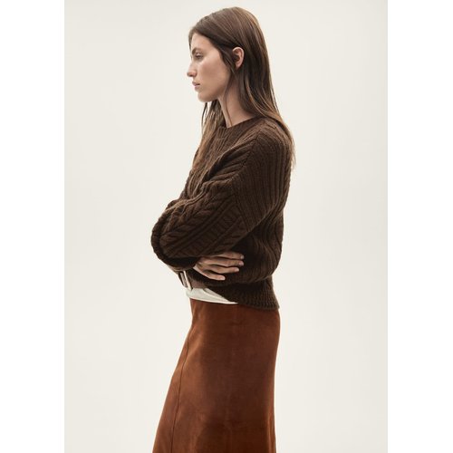 Pull over torsade col rond marron Mango La Redoute