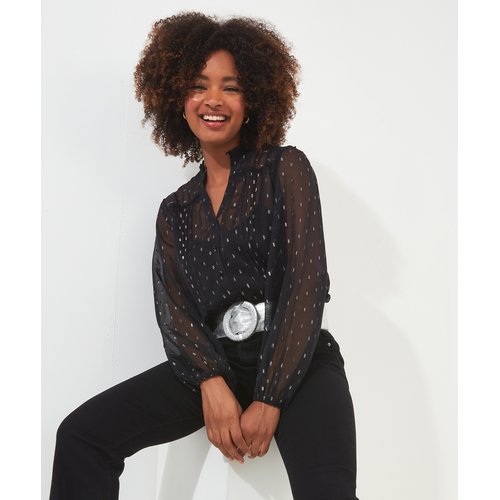 Chemisier noir manche transparente new arrivals