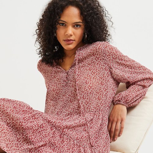 Robe ample mi cuisse imprimee polyester recycle sienne Monoprix La Redoute