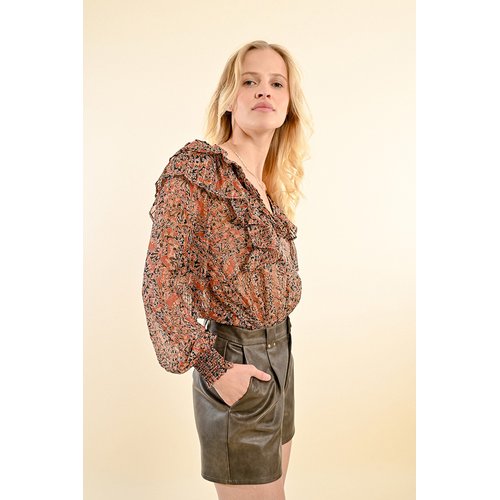 Blouse imprimee volantee rouille Molly Bracken La Redoute