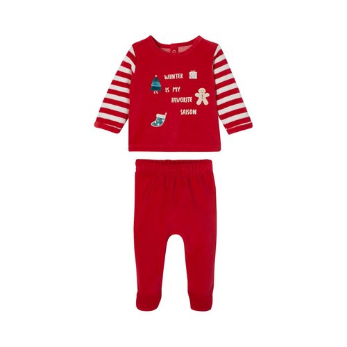 Pyjama 2 pieces en velours noel rouge brique Vertbaudet La Redoute