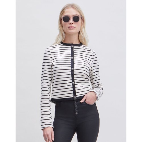 Black white striped jacket women's hot sale