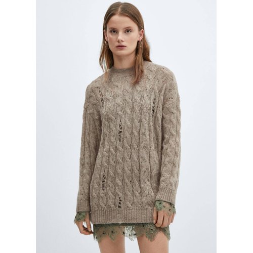 Pull long dechirures decoratives sable Mango La Redoute