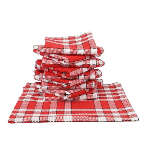 Set 10 Tovaglioli In Cotone A Quadretti Normand NELLY, 50x50 Cm, Lavabili A 60°C, Vari Colori