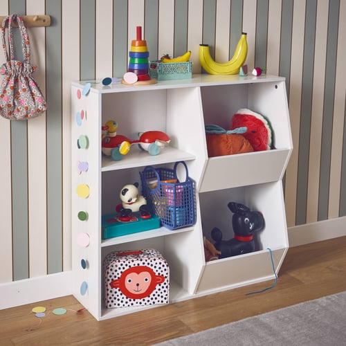 Meuble De Rangement Enfant Sweeek - Blanc, 2 Compartiments + 1 étagère - Sécurité Anti-basculement - Dimensions 61,5x35x69,5 Cm - 5
