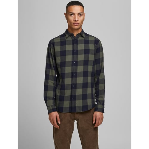Chemise à Carreaux Jack & Jones Homme - Twill Coton - Manches Longues - Coupe Slim - Neuf Avec étiquettes