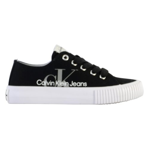 Basket a lacets jeans low cut lace up noir blanc Calvin Klein Jeans La Redoute