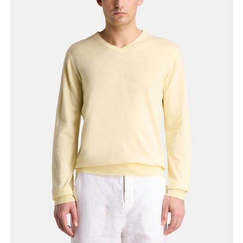 Pull jaune col v shop