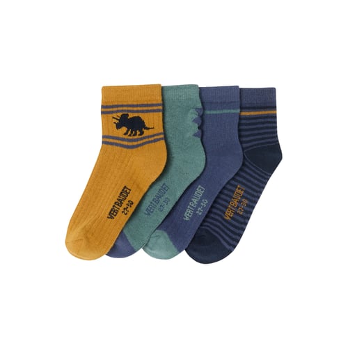 Lot De 5 Paires Chaussettes Garçon - Assortiment Motifs, Rayées, Unies - Coton Doux, Taille Enfant