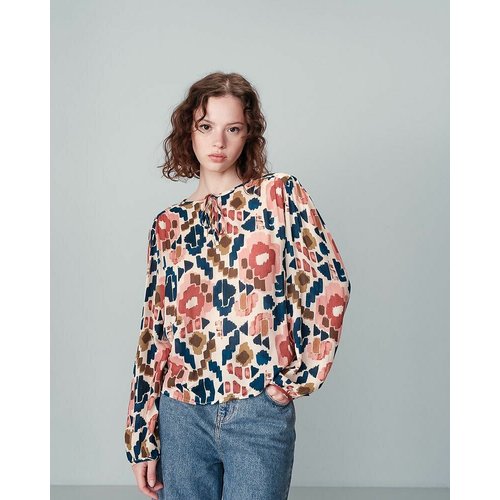 Blouse nolene imprime fond beige Grace And Mila La Redoute
