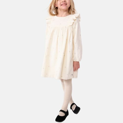 Abito a maniche corte in cotone bambina MARSHMALLOW/ARGENT A0CRF01