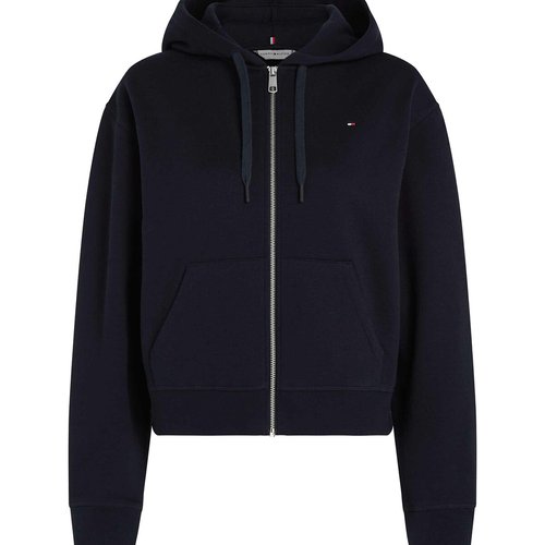 Zip up hoodie in cotton mix navy blue Tommy Hilfiger La Redoute