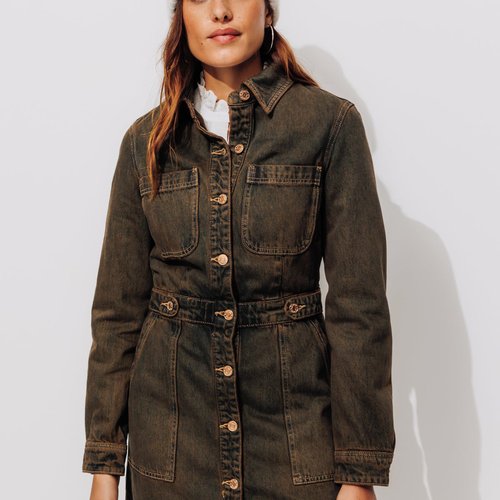 Robe en jean surteint marron Promod La Redoute