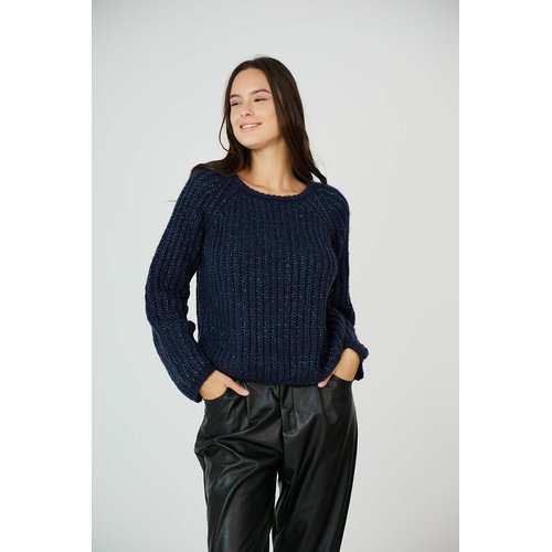 Chunky knit jumper sweater with crew neck navy blue See U Soon La Redoute
