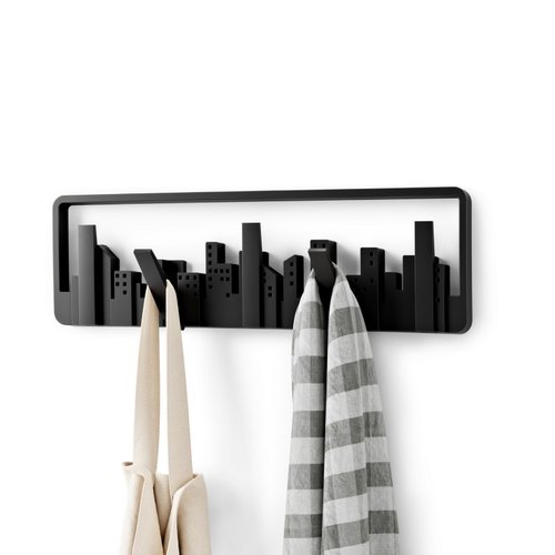 Umbra Sticks Portemanteau mural 5 crochets rabattables, Noir