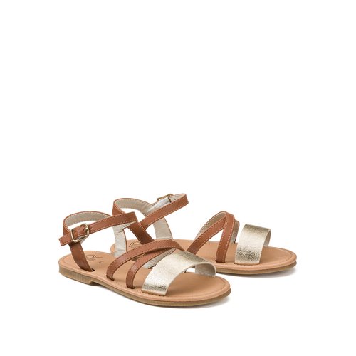 Sandales a brides bicolores La Redoute Collections camel La Redoute