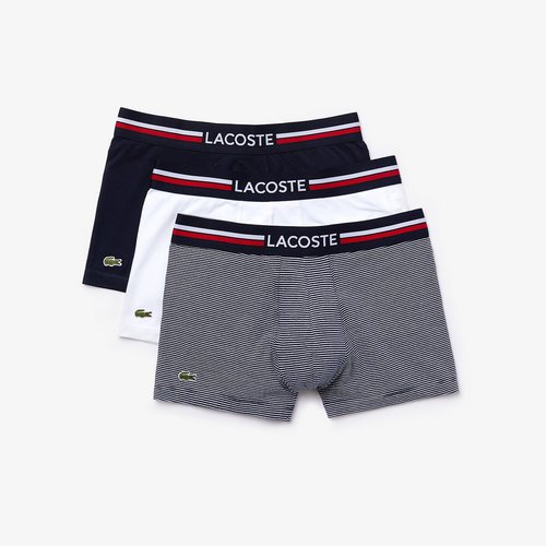 Lot de 3 boxers Lacoste blanc raye marine La Redoute