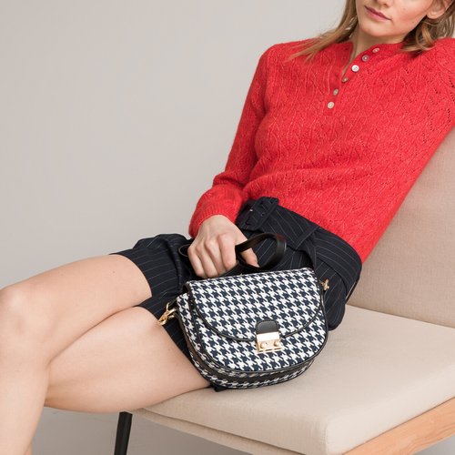 Sac a main pied de poule La Redoute Collections bleu marine La Redoute