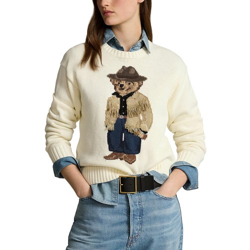 Maglione girocollo maniche lunghe orso crema Polo Ralph Lauren La Redoute