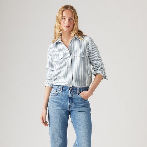 Striped shirt and jeans clearance