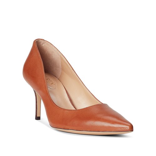 Leather pointed stiletto heels brown Lauren Ralph Lauren La Redoute