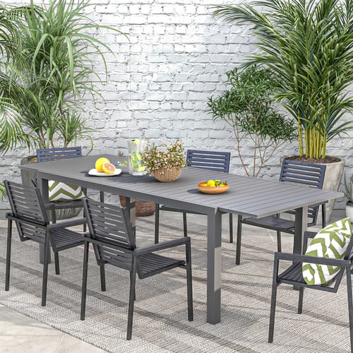 Salon De Jardin 8 Personnes Aluminium Extensible - Table 130-260 Cm + 8 Chaises Empilables