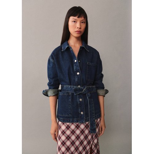 Blouson en jean n ud bleu fonce Mango La Redoute