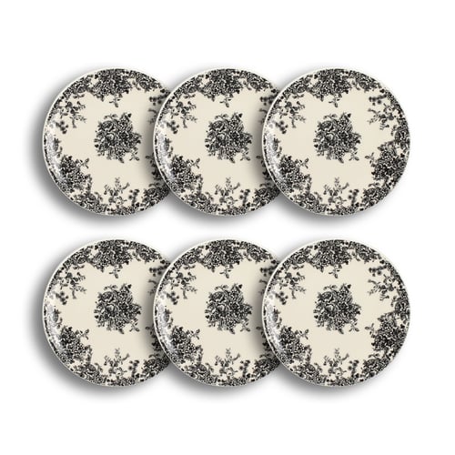 Lot De 6 Assiettes à Dessert Porcelaine Coquelicot - 19,5 Cm, Résistantes Et Micro-ondes - 10