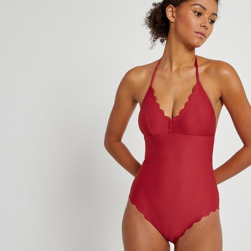 Maillot de bain 1 piece foulard maille piquee grenade La Redoute Collections La Redoute