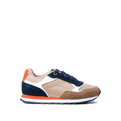 Flache sneakers schnurung camel marine La Redoute Collections La Redoute