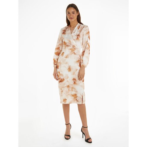 Calvin klein floral wrap dress clearance