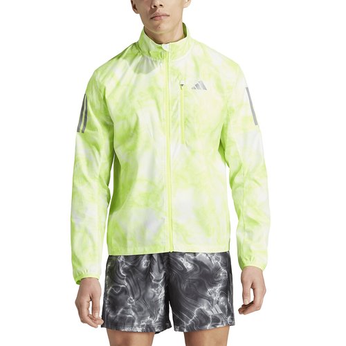 Giacca con cerniera da running bianco giallo fluorescente Adidas Performance La Redoute
