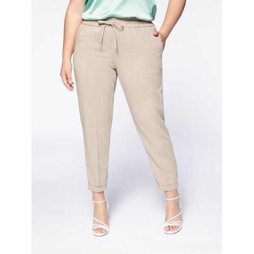 Pantalon jogger jambe droite en toile beige Fiorella Rubino La Redoute